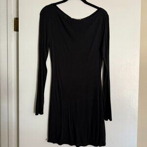 T by Alexander Wang Sheer Long Sleeve T-Shirt Dress Black w/Thumb Holes Y2K Med
